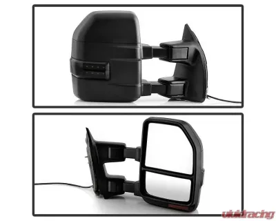 Xtune G4 Manual Smoke Sequential LED Signal Telescoping Mirrors Set Ford Superduty 1999-2007 - MIR-FDSD99S-G4-MA-RSM-SET