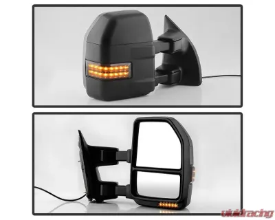 Xtune G4 Manual Smoke Sequential LED Signal Telescoping Mirrors Set Ford Superduty 1999-2007 - MIR-FDSD99S-G4-MA-RSM-SET