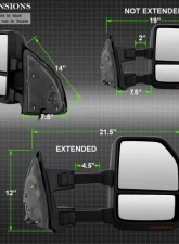 Xtune G4 Manual Smoke Sequential LED Signal Telescoping Mirrors Set Ford Superduty 1999-2007                                     - MIR-FDSD99S-G4-MA-RSM-SET - Image 9