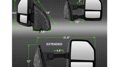 Xtune G4 Manual Smoke Sequential LED Signal Telescoping Mirrors Set Ford Superduty 1999-2007                                     - MIR-FDSD99S-G4-MA-RSM-SET - Image 9