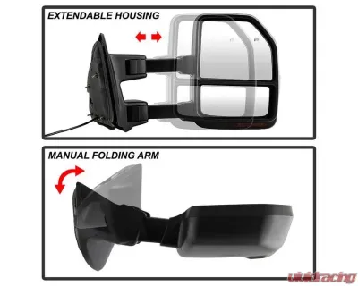 Xtune G4 Power Heated Smoke Sequential LED Signal Telescoping Mirrors Set Ford Superduty 1999-2007 - MIR-FDSD99S-G4-PW-RSM-SET