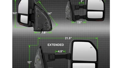 Xtune G4 Power Heated Smoke Sequential LED Signal Telescoping Mirrors Set Ford Superduty 1999-2007                                     - MIR-FDSD99S-G4-PW-RSM-SET - Image 8
