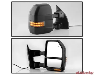 Xtune G4 Power Heated Smoke Sequential LED Signal Telescoping Mirrors Set Ford Superduty 1999-2007 - MIR-FDSD99S-G4-PW-RSM-SET