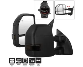 Xtune G4 Power Heated Smoke LED Signal Telescoping Mirrors Set Ford Superduty 1999-2007