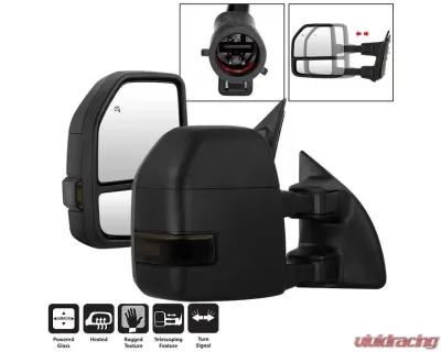 Xtune G4 Power Heated Smoke LED Signal Telescoping Mirrors Set Ford Superduty 1999-2007 - MIR-FDSD99S-G4-PW-SM-SET