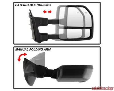 Xtune G4 Power Heated Smoke LED Signal Telescoping Mirrors Set Ford Superduty 1999-2007 - MIR-FDSD99S-G4-PW-SM-SET
