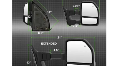 Xtune G4 Power Heated Smoke LED Signal Telescoping Mirrors Set Ford Superduty 1999-2007                                     - MIR-FDSD99S-G4-PW-SM-SET - Image 10