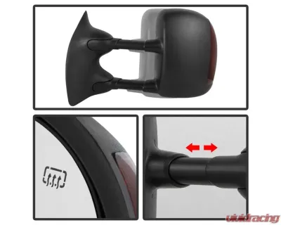 Xtune Right Passenger Side Manual Extendable Power Heated Adjust Mirror with LED Signal Amber Ford Superduty 1999-2007 - MIR-FDSD99S-PW-AM-R