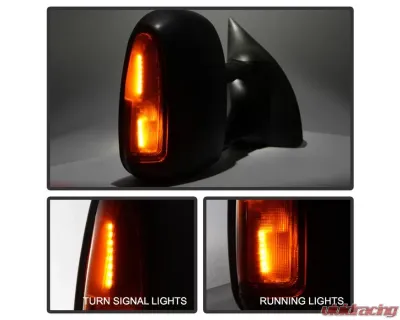 Xtune Right Passenger Side Manual Extendable Power Heated Adjust Mirror with LED Signal Amber Ford Superduty 1999-2007 - MIR-FDSD99S-PW-AM-R