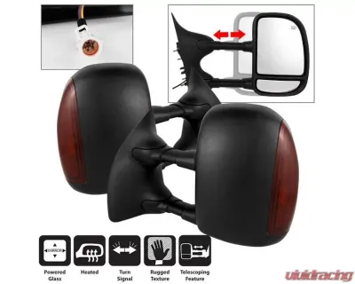 Xtune Left and Right Manual Extendable Power Heated Adjust Mirror with LED Signal Amber Ford Superduty 1999-2007 - MIR-FDSD99S-PW-AM-SET