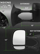 Xtune Left Driver Side Manual Extendable Power Adjust Mirror Ford Superduty 1999-2007                                     - MIR-FDSD99S-PW-L - Image 4