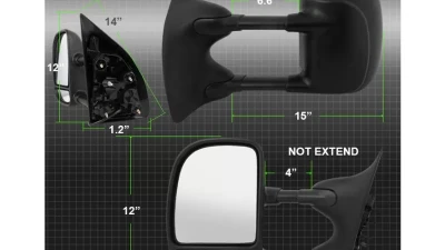 Xtune Left Driver Side Manual Extendable Power Adjust Mirror Ford Superduty 1999-2007                                     - MIR-FDSD99S-PW-L - Image 4