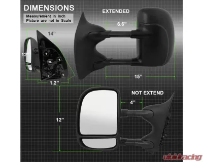 Xtune Left Driver Side Manual Extendable Power Adjust Mirror Ford Superduty 1999-2007 - MIR-FDSD99S-PW-L