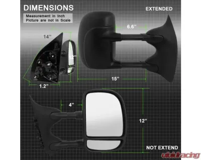 Xtune Right Passenger Side Manual Extendable Power Adjust Mirror Ford Superduty 1999-2007 - MIR-FDSD99S-PW-R