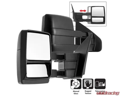 Xtune Manual Telescoping Mirrors Set Ford SuperDuty 1999-2010 - MIR-FF15004-MA-SET