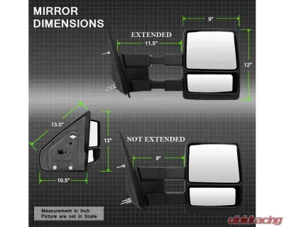 Xtune Manual Telescoping Mirrors Set Ford SuperDuty 1999-2010 - MIR-FF15004-MA-SET
