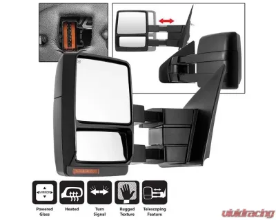 Xtune Left Driver Side Power Heated Amber LED Signal Telescoping Mirror Ford F150 2004-2006 - MIR-FF15004S-PWH-AM-L