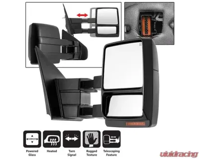 Xtune Right Passenger Side Power Heated Amber LED Signal Telescoping Mirror Ford F150 2004-2006 - MIR-FF15004S-PWH-AM-R
