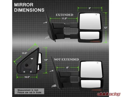 Xtune Right Passenger Side Power Heated Amber LED Signal Telescoping Mirror Ford F150 2004-2006 - MIR-FF15004S-PWH-AM-R