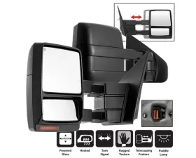 Xtune Power Heated Amber LED Signal Telescoping Mirror Set Ford F150 2004-2006