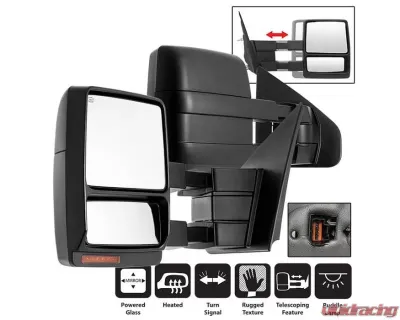 Xtune Power Heated Amber LED Signal Telescoping Mirror Set Ford F150 2004-2006 - MIR-FF15004S-PWH-AM-SET