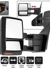 Xtune Left Driver Side Power Heated Amber LED Signal Telescoping Mirror Ford F150 2007-2014                                     - MIR-FF15007S-PWH-AM-L - Image 11