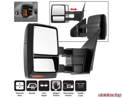 Xtune Left Driver Side Power Heated Amber LED Signal Telescoping Mirror Ford F150 2007-2014 - MIR-FF15007S-PWH-AM-L