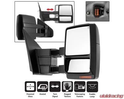 Xtune Right Passenger Side Power Heated Amber LED Signal Telescoping Mirror Ford F150 2007-2014 - MIR-FF15007S-PWH-AM-R