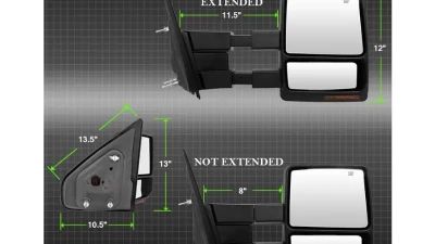 Xtune Right Passenger Side Power Heated Amber LED Signal Telescoping Mirror Ford F150 2007-2014                                     - MIR-FF15007S-PWH-AM-R - Image 11