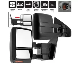 Xtune Power Heated Amber LED Signal Telescoping Mirror Set Ford F150 2007-2014
