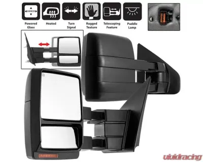 Xtune Power Heated Amber LED Signal Telescoping Mirror Set Ford F150 2007-2014 - MIR-FF15007S-PWH-AM-SET