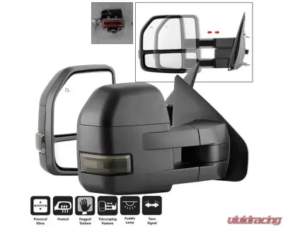 Xtune G4 Power Heated Smoke LED Signal Telescoping Mirrors Set Ford F150 2004-2014 - MIR-FF15009S-G4-PWH-SM-SET
