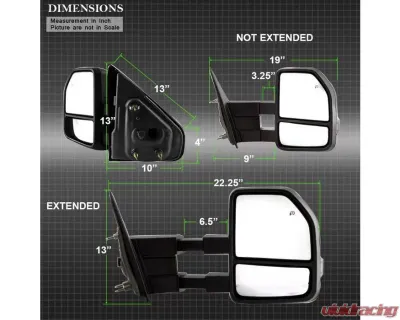 Xtune G4 Power Heated Smoke LED Signal Telescoping Mirrors Set Ford F150 2004-2014 - MIR-FF15009S-G4-PWH-SM-SET