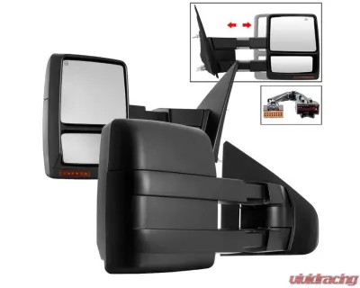 Xtune G4 Power Heated Amber LED Signal Telescoping Mirrors Set Ford F150 2004-2014 - MIR-FF15009S-PWH-AM-SET