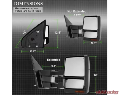 Xtune G4 Power Heated Amber LED Signal Telescoping Mirrors Set Ford F150 2004-2014 - MIR-FF15009S-PWH-AM-SET