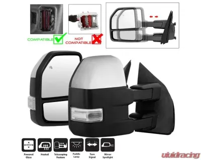 Xtune G4 Power Heated Clear LED Signal Telescoping Mirrors Set Ford F150 2015-2017 - MIR-FF15015S-G4-PWH-CL-SET