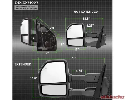 Xtune G4 Power Heated Smoke LED Signal Telescoping Mirrors Set Ford F150 2015-2017 - MIR-FF15015S-G4-PWH-SM-SET