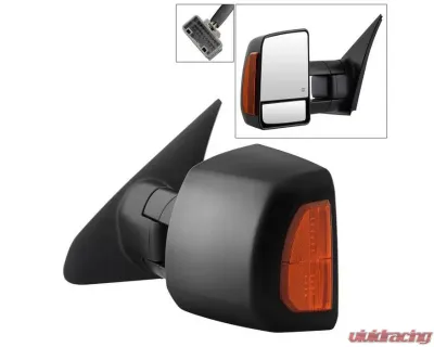 Xtune Left Driver Side Power Heated Amber LED Signal Telescoping Mirror Toyota Tundra 2007-2014 - MIR-TTUN07S-PWH-L