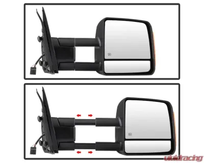 Xtune Left Driver Side Power Heated Amber LED Signal Telescoping Mirror Toyota Tundra 2007-2014 - MIR-TTUN07S-PWH-L