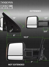 Xtune Right Passenger Side Power Heated Amber LED Signal Telescoping Mirror Toyota Tundra 2007-2014                                     - MIR-TTUN07S-PWH-R - Image 10