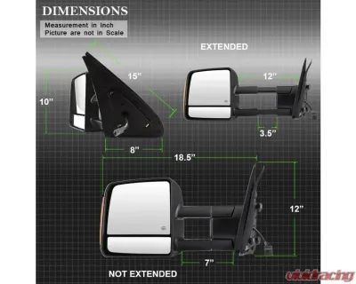 Xtune Right Passenger Side Power Heated Amber LED Signal Telescoping Mirror Toyota Tundra 2007-2014 - MIR-TTUN07S-PWH-R