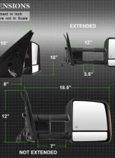 Xtune Power Heated Amber LED Signal Telescoping Mirror Set Toyota Tundra 2007-2014                                     - MIR-TTUN07S-PWH-SET - Image 10