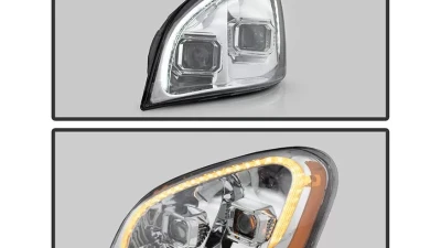 Xtune Chrome Left and Right LED Tube DRL Projector Headlights Freightliner Cascadia 2008-2017                                     - P6FCA08LC - Image 7