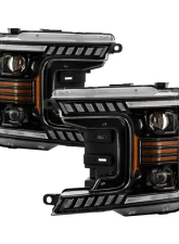Xtune Black Projector LED Headlights with Amber DRL Sequential LED Signal Ford F150 2018-2020                                     - PRO-CH-FF15018S-FLED-AM-BK - Image 10