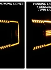 Xtune Black Projector LED Headlights with Amber DRL Sequential LED Signal Ford F150 2018-2020                                     - PRO-CH-FF15018S-FLED-AM-BK - Image 9