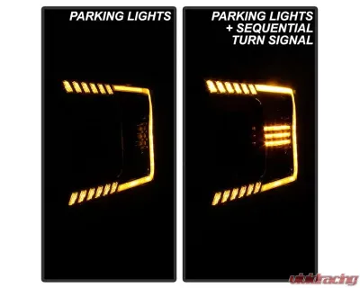 Xtune Black Projector LED Headlights with Amber DRL Sequential LED Signal Ford F150 2018-2020 - PRO-CH-FF15018S-FLED-AM-BK