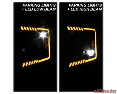 Xtune Black Projector LED Headlights with Amber DRL Sequential LED Signal Ford F150 2018-2020 - PRO-CH-FF15018S-FLED-AM-BK