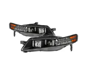 Xtune Black Xenon HID Models Light Tube DRL Projector Headlights Acura TL 2004-2008