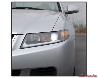 Xtune Black LED Light Bar Projector Headlights Acura TSX 2004-2008 - PRO-JH-ATSX04-LB-BK