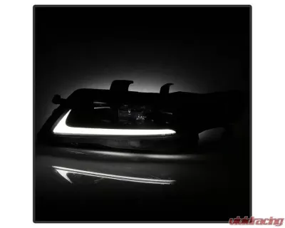 Xtune Black LED Light Bar Projector Headlights Acura TSX 2004-2008 - PRO-JH-ATSX04-LB-BK